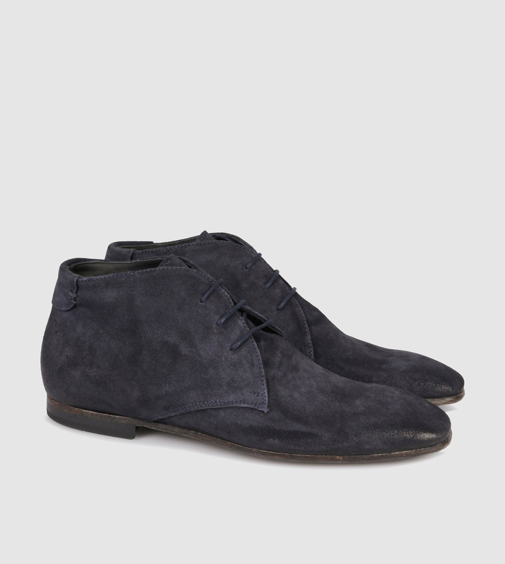Navy Suede Lace Up Boot