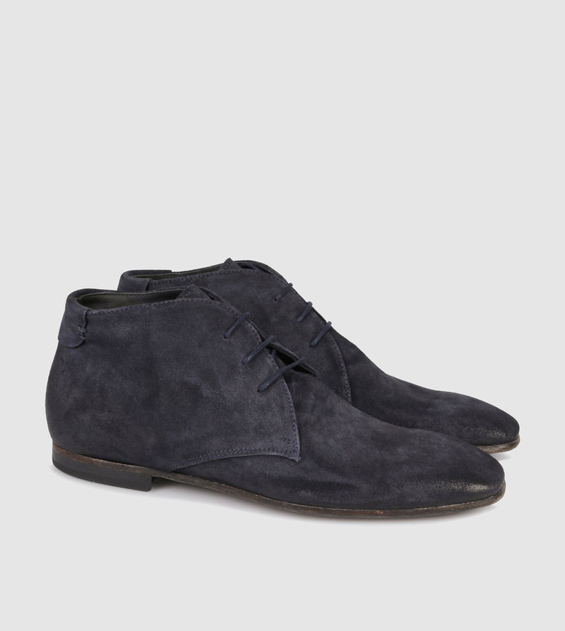 Navy Suede Lace Up Boot