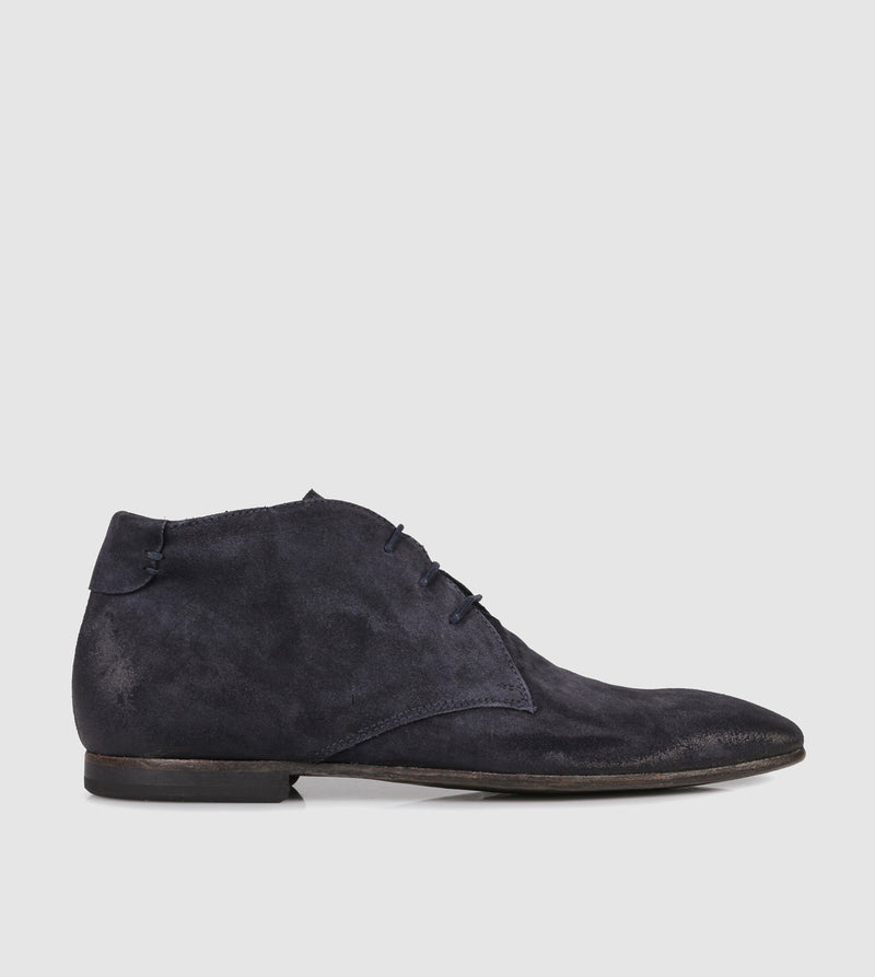 Navy Suede Lace Up Boot
