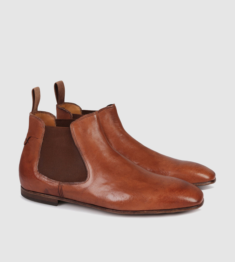 BROWN LEATHER CHELSEA BOOT